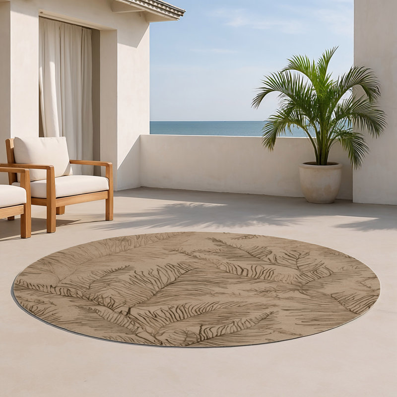 Tapis d'intérieur et d'extérieur brun Nature, Rond 5 pi
