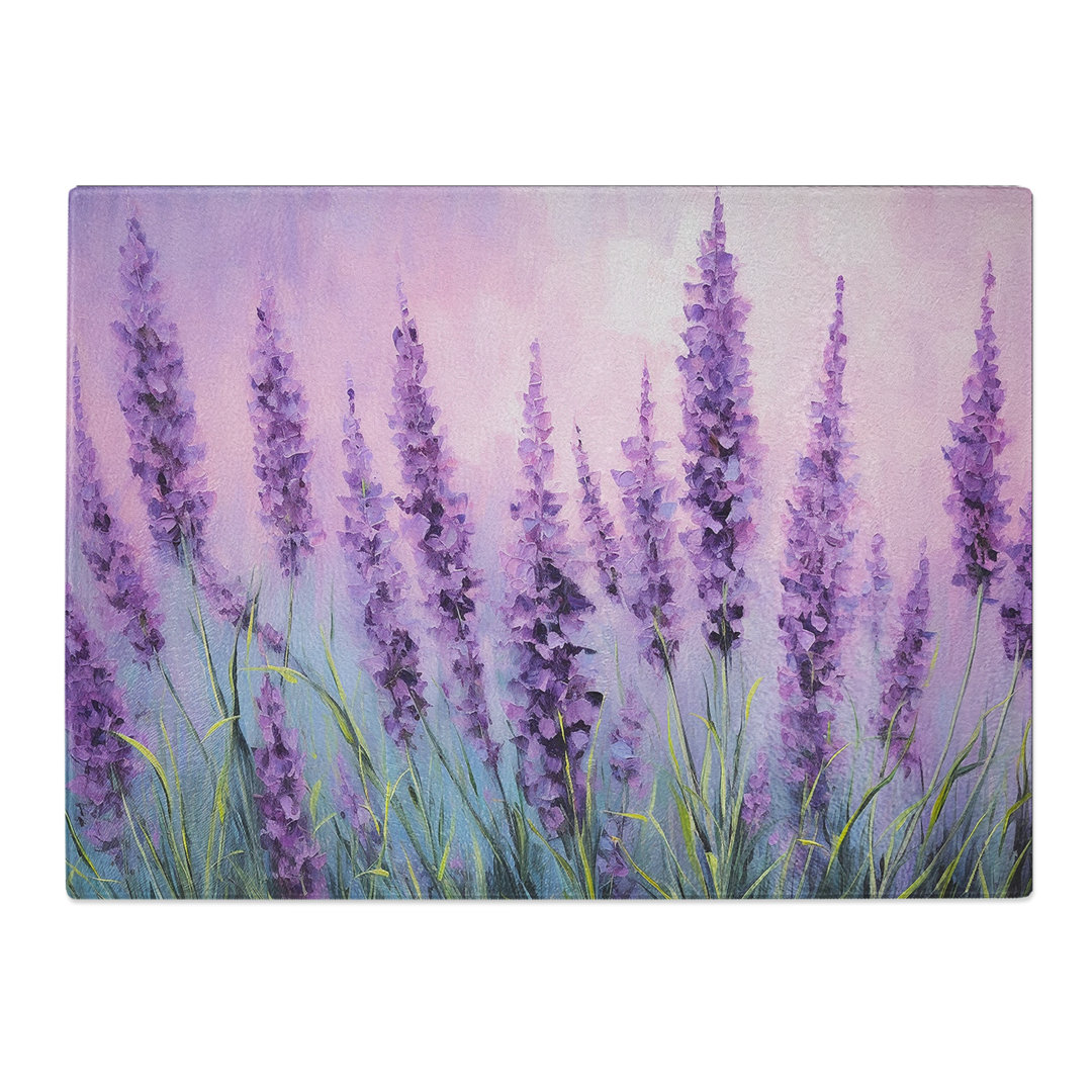 Lavender Flower Action  Glass Chopping Board