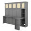 Lit escamotable avec bureau, lit mural escamotable en bois et rotin avec étagères de rangement et armoires en rotin-1347149983