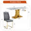 Table de salle à manger luxueuse à plateau en verre avec texture en marbre et pieds en forme de C élégants, y compris des fauteuils confortables en polyuréthane-119690297