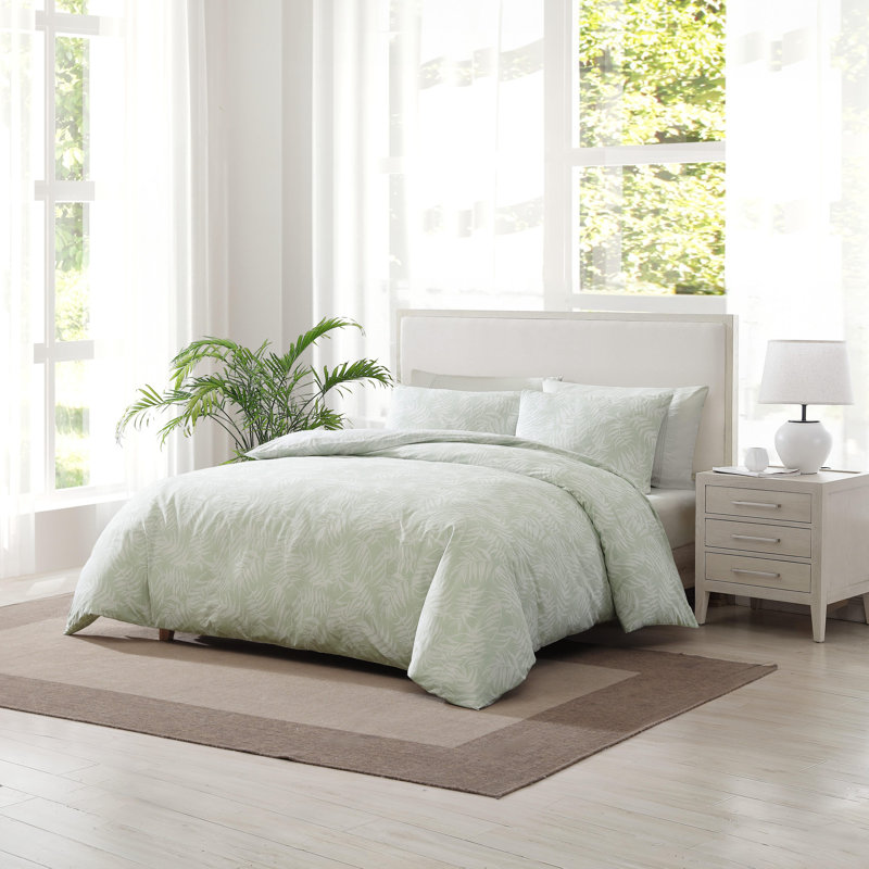 Art of Palms Cotton Comforter Set, Blue Floral, Queen Comforter + 2 Standard Shams