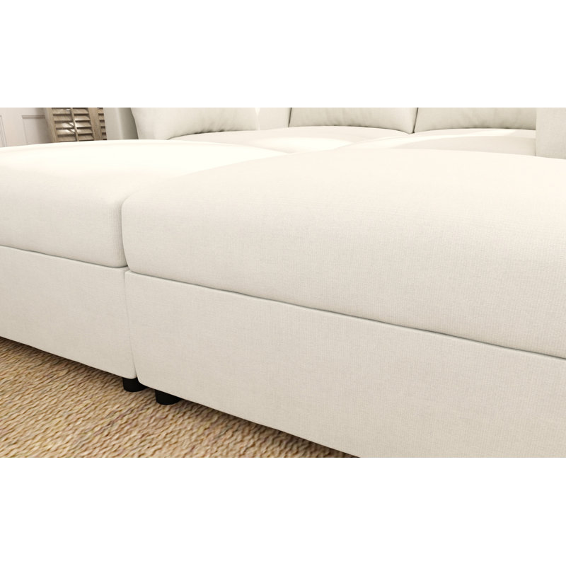 Modern Large Sectional Sofa, Antique White Fabric