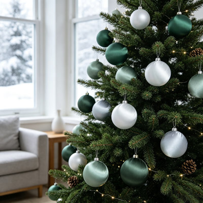 Ensemble de 15 boules de Noël de 8 cm recouvertes de satin, incassables et luxueuses, pour décorer votre sapin pendant les fêtes.