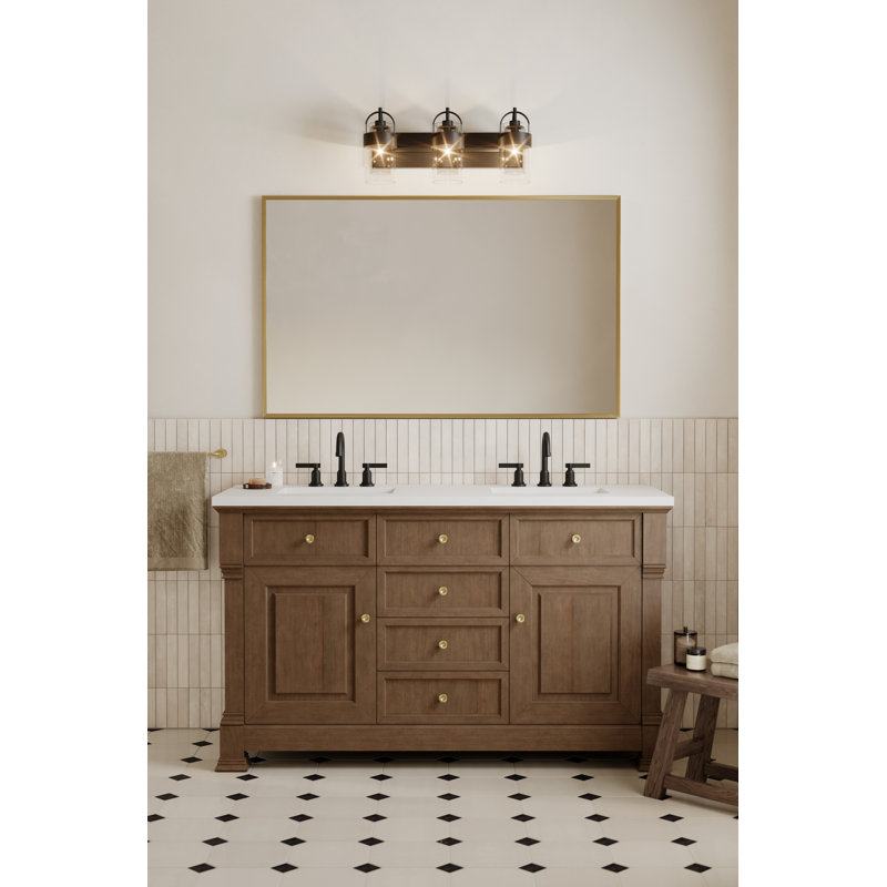 Meuble-lavabo 3 lumières Ravik, Noir, H 10,5 po x l 24 po x P 8,75 po, Trois lumières