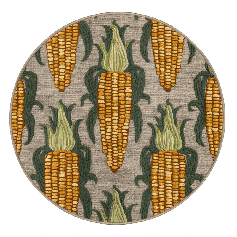 Tapis lavable pour bébé maïs et légumes , Rond 7 pi