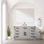 Meuble-lavabo simple en chêne blanc l 48 po x P 22 po, comptoir en quartz blanc et miroir de 46 po
