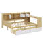 Lit de jour en L en bois avec sept armoires de rangement et deux tiroirs de rangement, lit multifonctionnel avec bureau d'étude-433838126-433838123