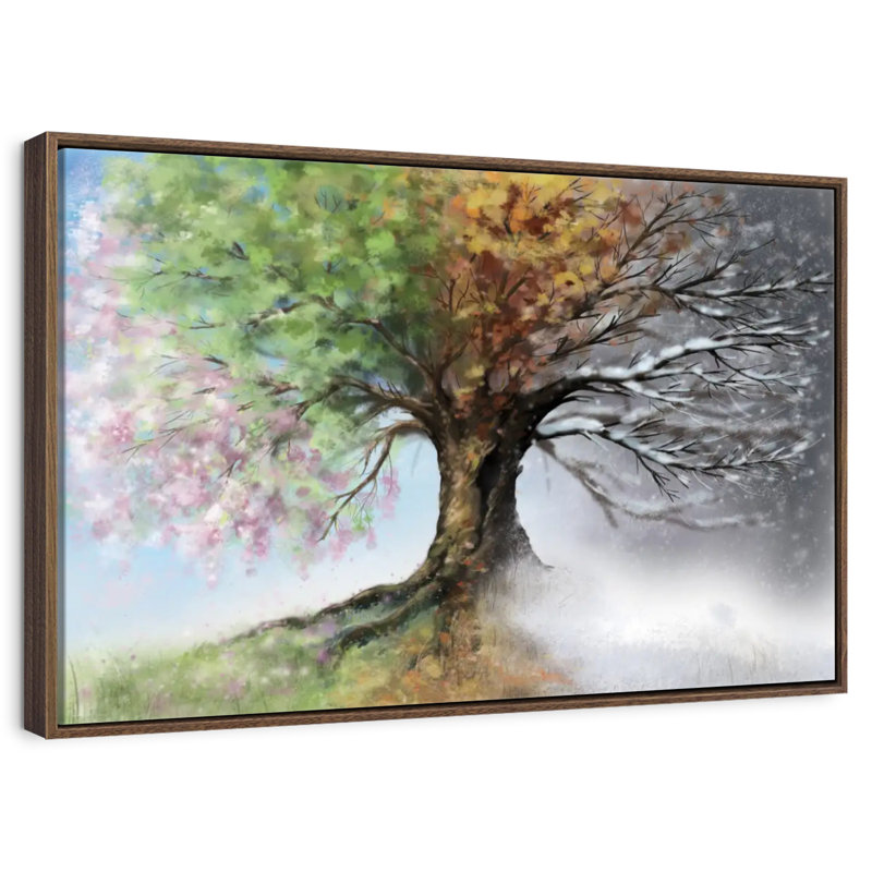 Four Seasons, 37" X 25", Floating Frame Walnut