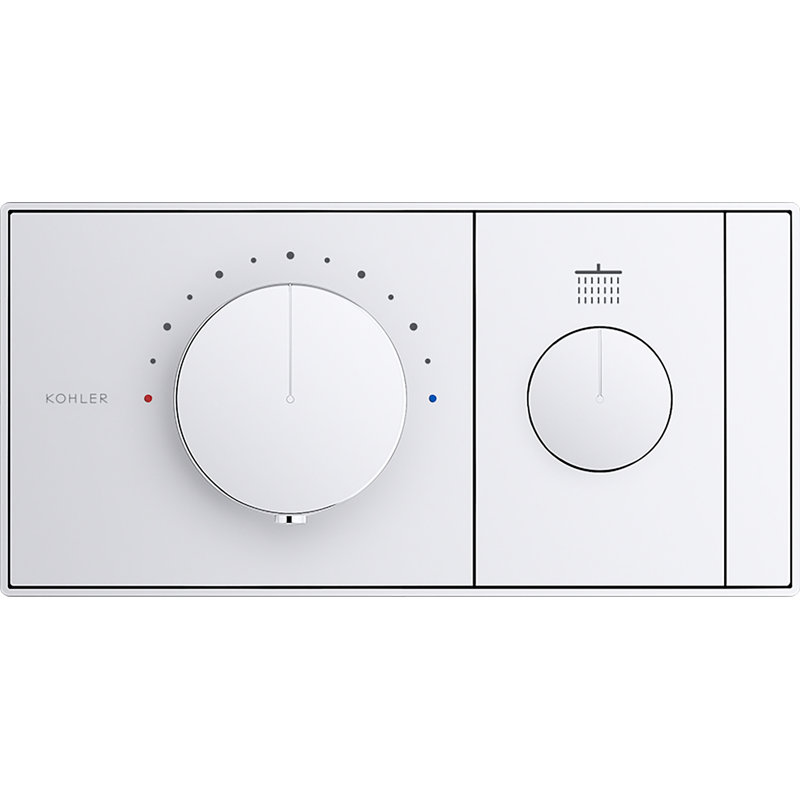 Anthem One-Outlet Thermostatic Valve Control Panel With Recessed Push-Button, White