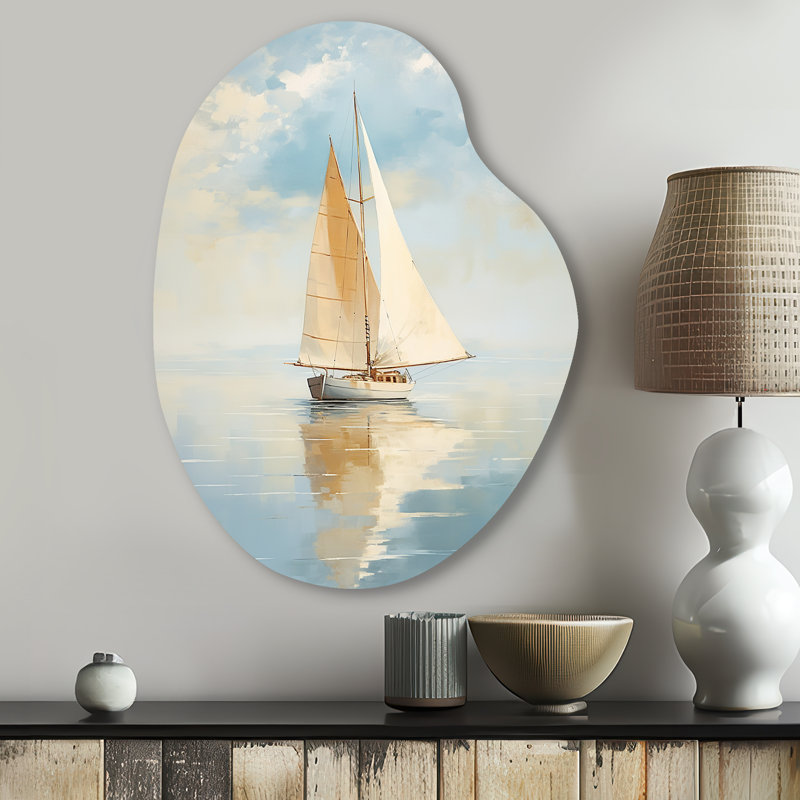 Alrita - Bateau à voile en forme de poire, art mural en métal asymétrique, H 30 po x l 22 po