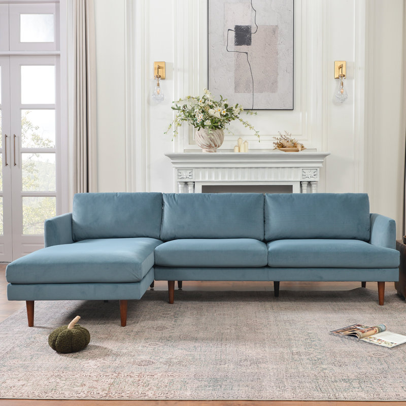 Miller 2 - Piece Upholstered Sectional, Orienté à gauche (vu de face), Mélange de polyester bleu