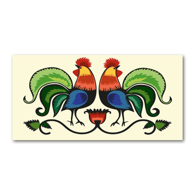 Roosters Folk - Wrapped Canvas Art Prints