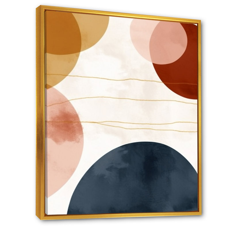 Beige Minimal Boho Pattern 6, Gold Floater Framed, 44" H x 34" W x 1.5" D