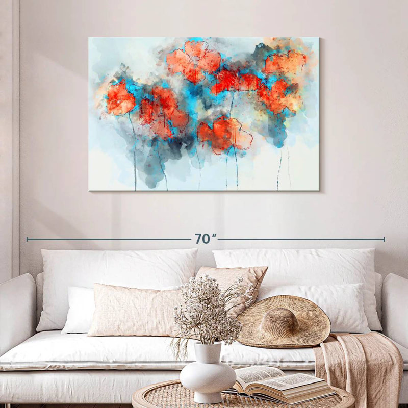 Coquelicots à motif floral abstrait Avery, H 30 po x l 45 po
