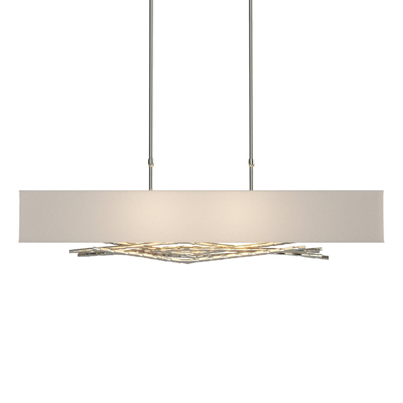 Luminaire suspendu rectangulaire à 4 lumières pour îlot de cuisine Brindille, Graine de lin, Argenté