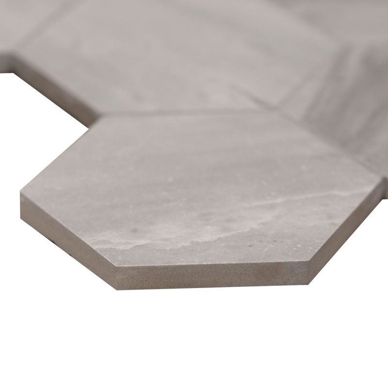 Ardena 12 in. x 12 in. Matte Porcelain Hexagon Stone Look Floor and Wall Tile, Mist Nero
