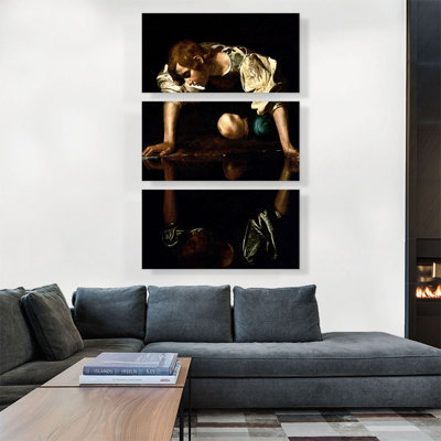 " Narcissus 1599 " by Caravaggio 3 - Pieces Painting Print