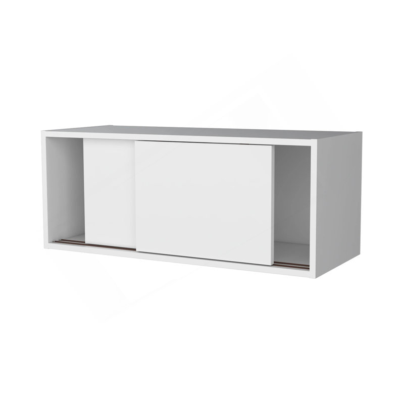 Armoire flottante blanche avec porte coulissante