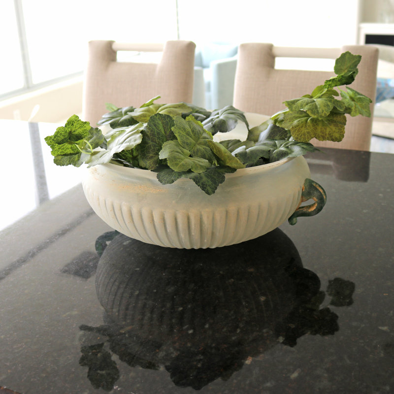 Bol décoratif en verre blanc / vert
