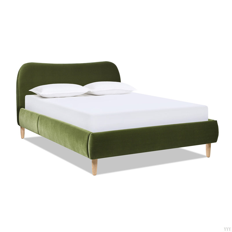 Lit plateforme tapissier Roman, Grand lit, Vert olive