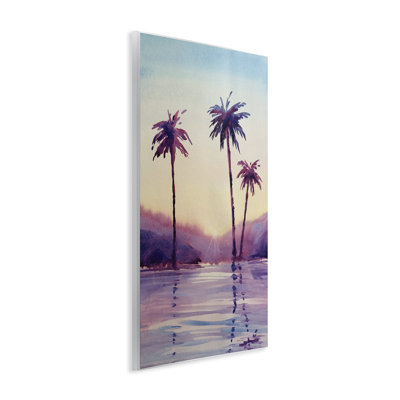 Plaque murale palmiers de couleur mauve, design par Stephanie Fielden
