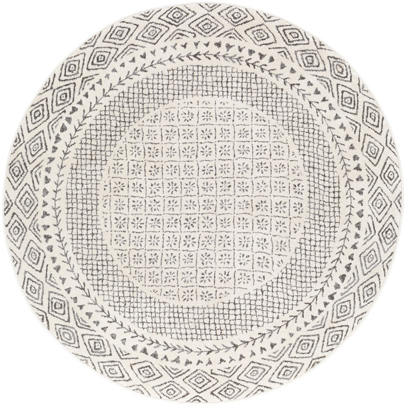 Calvo Light Beige/Charcoal Area Rug, Round 5'3"