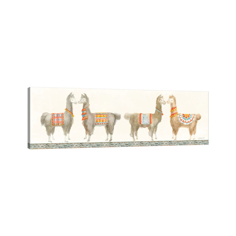 Festive Llama by Danhui Nai - Wrapped Canvas Panoramic Gallery-Wrapped Canvas Giclée, 30.48 cm H x 91.44 cm W x 1.91 cm D
