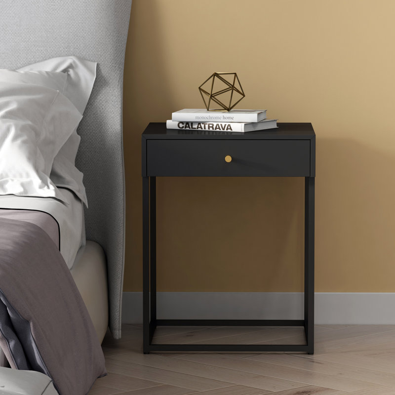 Verona 43cm W Steel Bedside Table