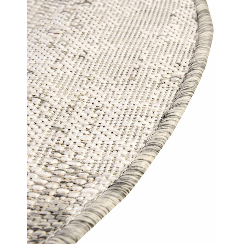 Bruss Gray Indoor/Outdoor Modern Rug, Round 4'1"