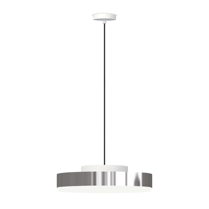 Discus Suspension Lamp, Polished Nickel, Matt White Lacquered