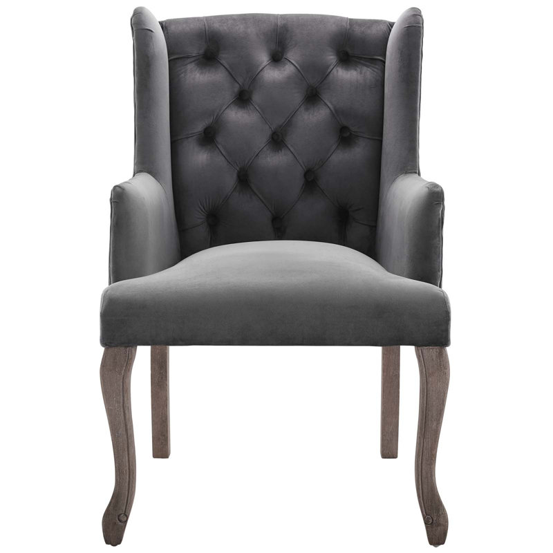 Modway Porch & Den Thornton Vintage Velvet Dining Armchair, Gray