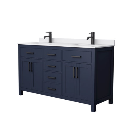 Beckett 60" Freestanding Double Bathroom Vanity with Cultured Marble Top