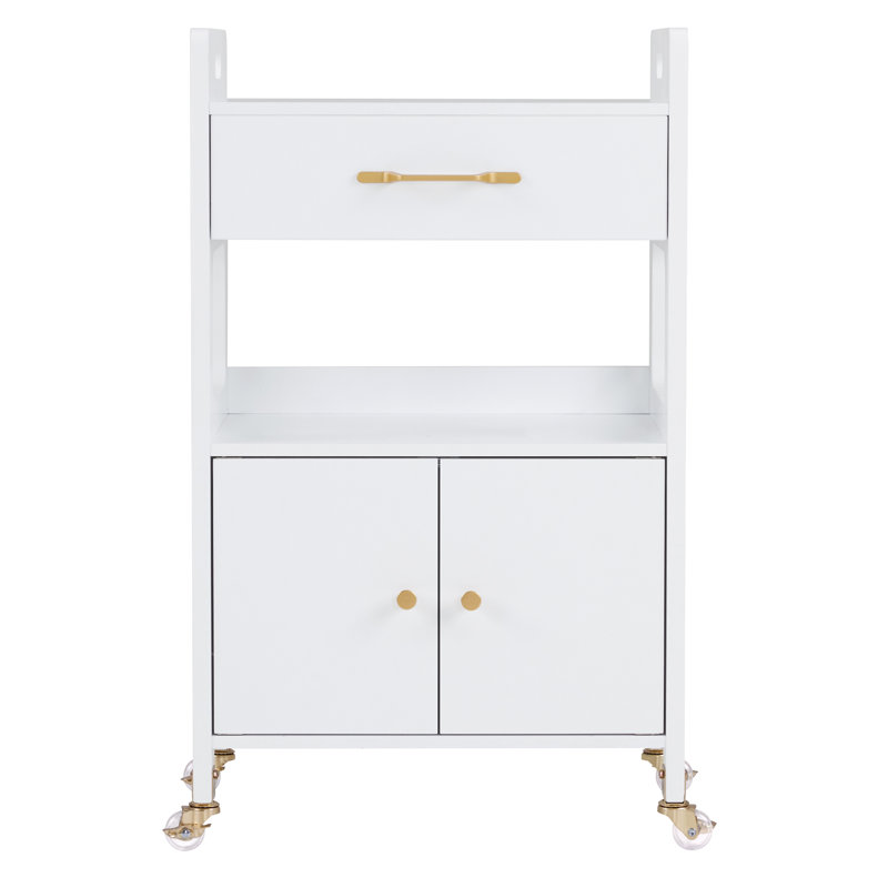 Utility Cart with Lockable Wheels, Trolley with Storage Drawer