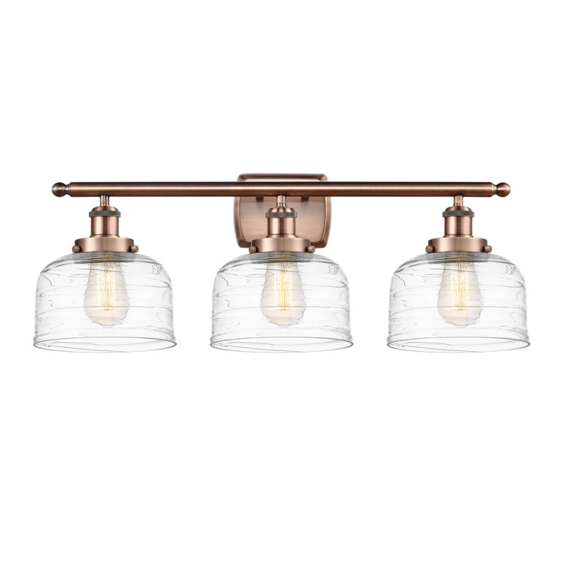 Éclairage pour salle de bain à 3 lumières 28 po Ballston Urban Bell, Incandescent, Clair, Cuivre antique