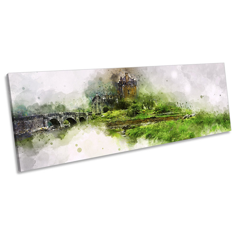 Eilean Donan Castle Modern Panoramic - Wrapped Canvas Painting, 30.48cm H x 91.44cm W x 2cm D