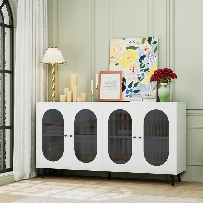 Armoire de rangement à 4 portes, Blanc