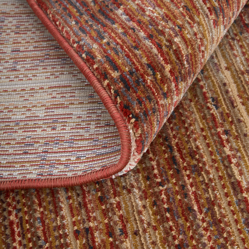 Tapis Esser moderne uni, tapis d'appoint, Rectangle 6 pi 7 po x 9 pi 6 po, Brun / Rouge / Brun clair