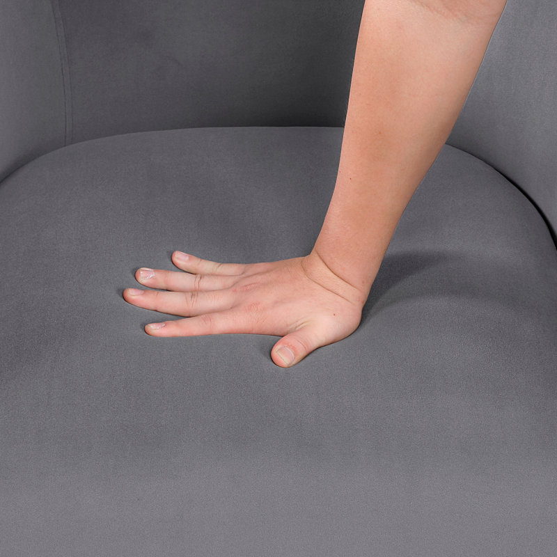 Chaise pivotante en velours gris avec fabrication en bois massif et contreplaqué pivotant à 360 degrés, Gris
