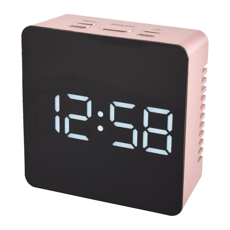 Acctim Lexington Digital Alarm Clock Crescendo Alarm Temperature Display LED Display, Rose Gold