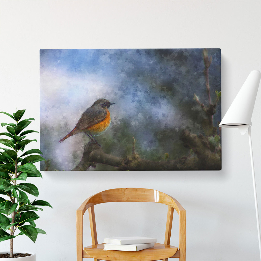 Common Redstart Bird - Wrapped Canvas Print