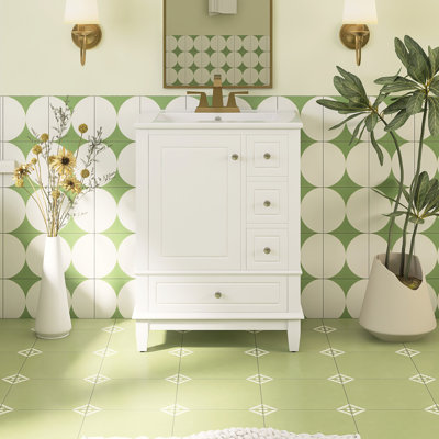Ensemble de meuble-lavabo autoportant 24 po avec comptoir en céramique 24 po