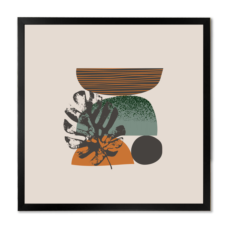 «Retro Summer Vibe Organic Abstracts II», reproduction d'art sur toile moderne, H 30 po x l 30 po x P 1 po, Cadre noir