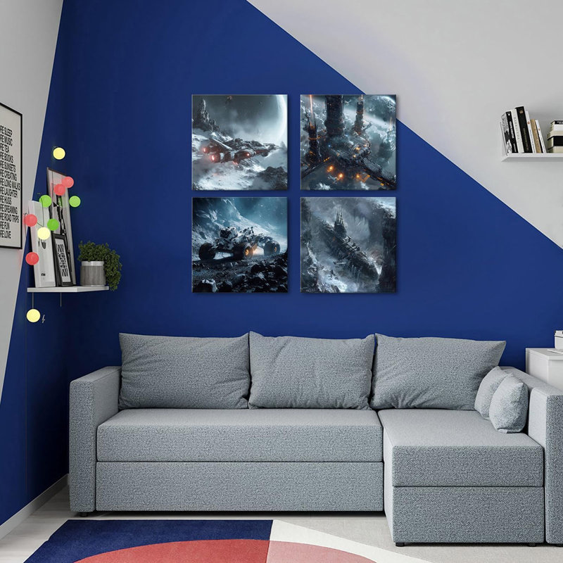 Galaxy Canvas Wall Art Outer Space Prints Painting Astronaut Wall Decor Modern Alien Planet Canvas Prints Picture Science Cosmic Astronomy Painting Artwork for Teen Boys Bedroom Decoration 20x20"x4