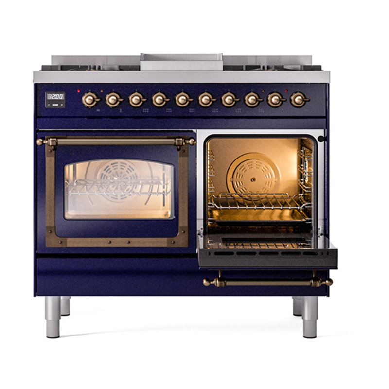 ILVE Nostalgie II Noblesse 40 in Dual Fuel Range, Midnight Blue/Bronze, Natural Gas