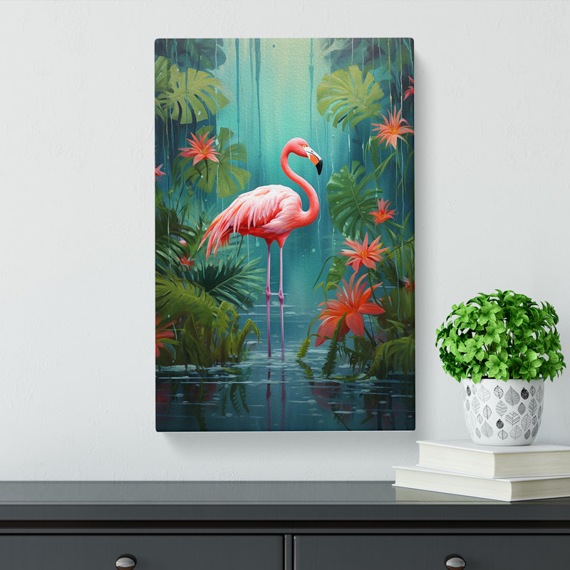 Flamingo Modern No.2 - Wrapped Canvas, 76cm H x 50cm W x 3cm D