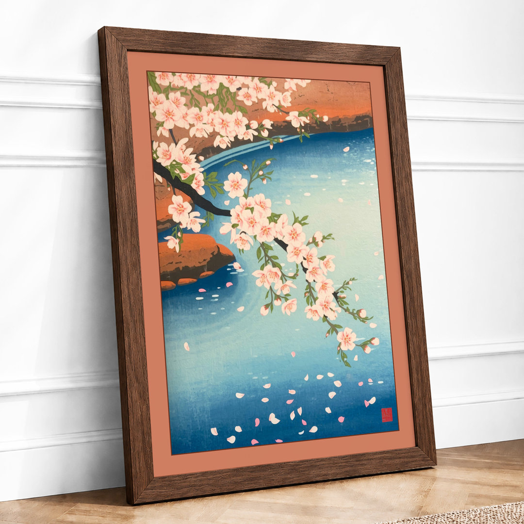 Cherry Blossom Shores Coastal - Framed Print