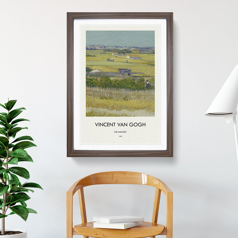 The Harvest by Vincent Van Gogh - Picture Frame Painting, 48cm H x 36cm W x 2cm D, Walnut Framed