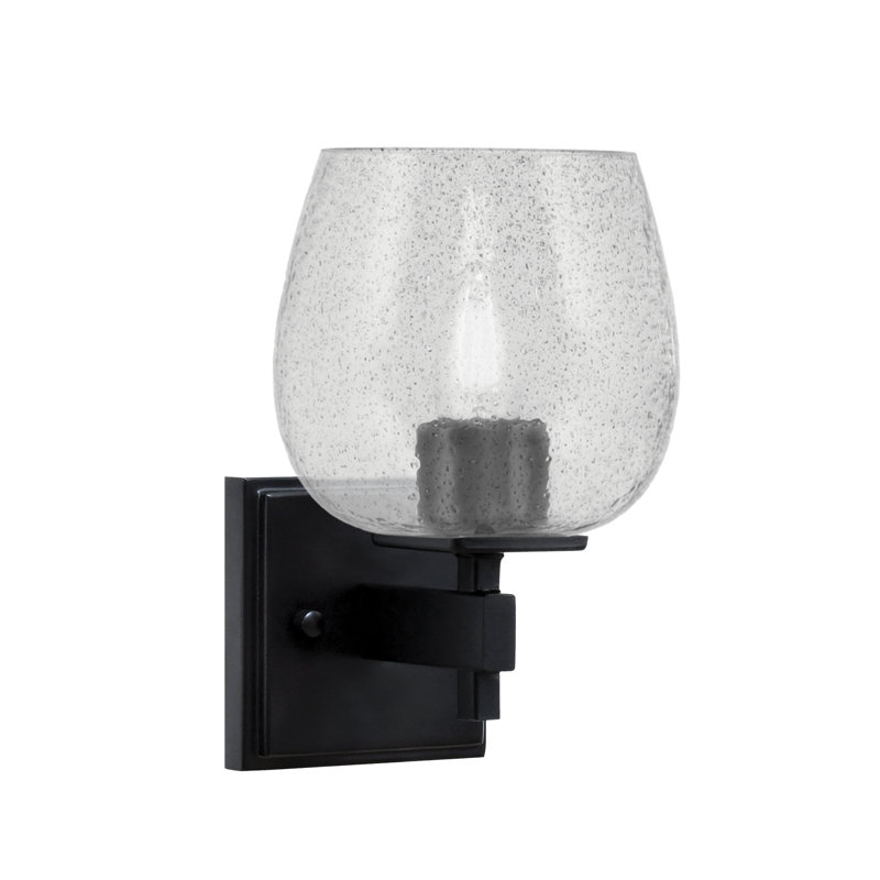 Headland Wall Sconce Shown With 6" Smoke Bubble Glass, Black