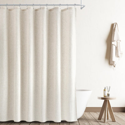 Linen Shower Curtain, Country Boho Farmhouse Bath Decor Beige Ivory Shower Curtains(Natural Cream)