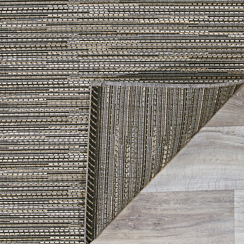 Tapis d'extérieur à rayures tissé à plat gris Veun Performance, Rectangle 2 pi x 3 pi 7 po